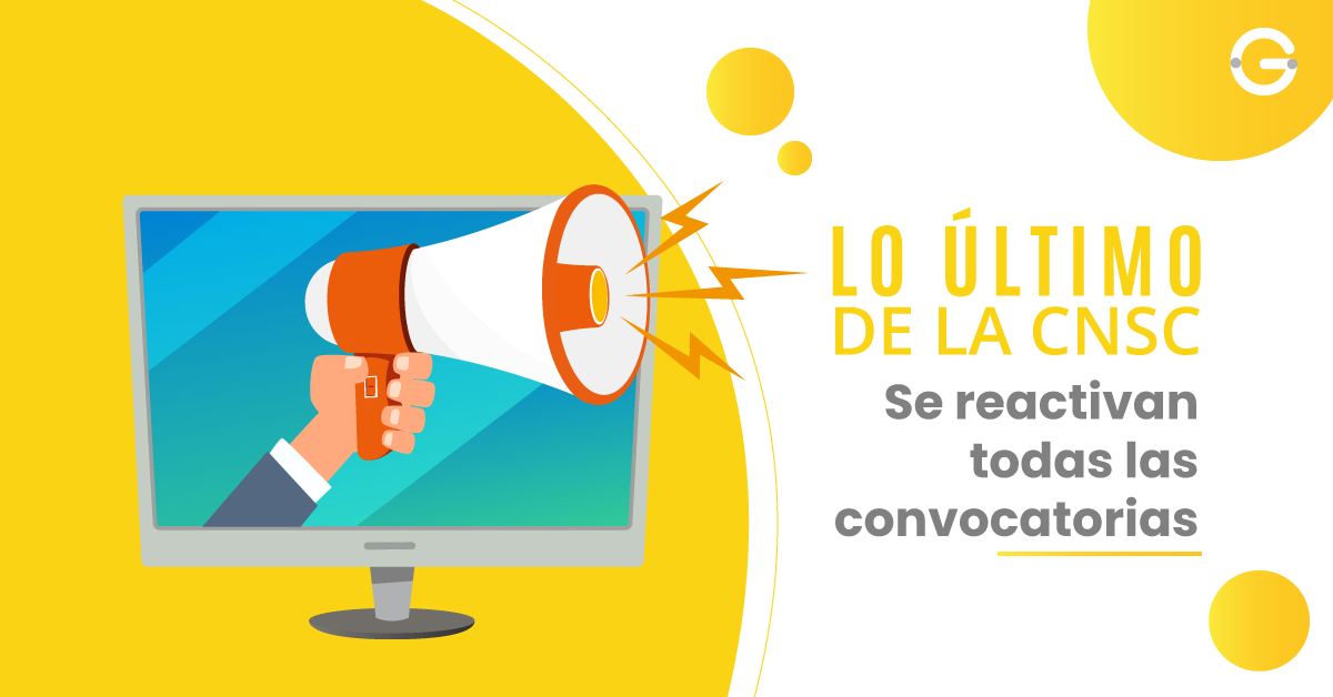 Ilustración de una mano saliendo de un monitor sosteniendo un megáfono y la que se lee el texto "Lo último de la CNSC"