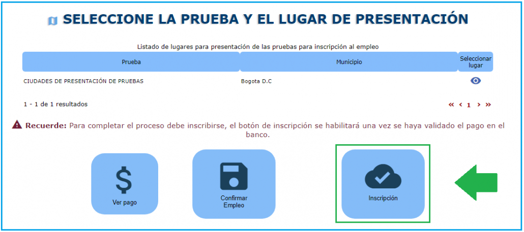 seleccion prueba lugar