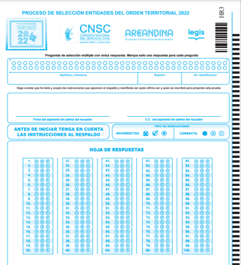 hoja de respuestas EOT