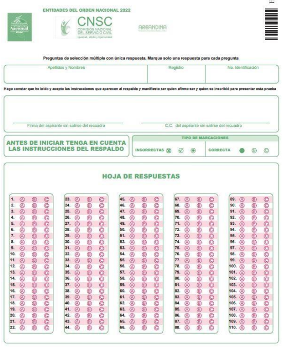 hoja de respuestas eon 2022